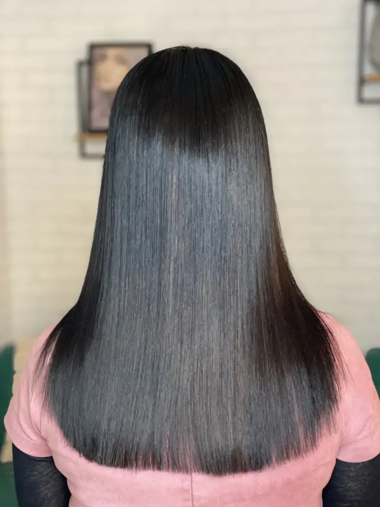 Melena lisa negra con brillo intenso
